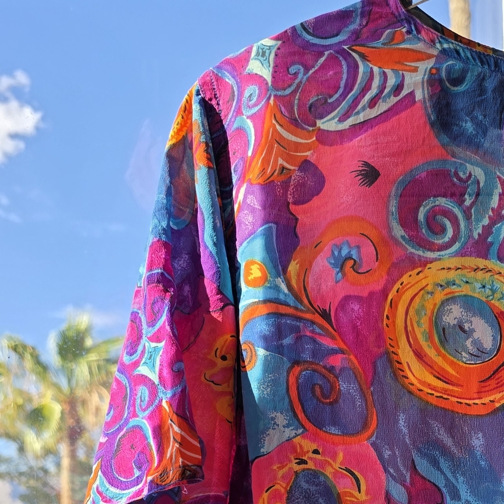 🌈Vintage Colorful Silk Abstract Top🌈